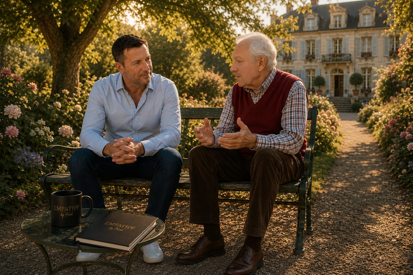Fred avec un couple au bord du lac — échange Empathy